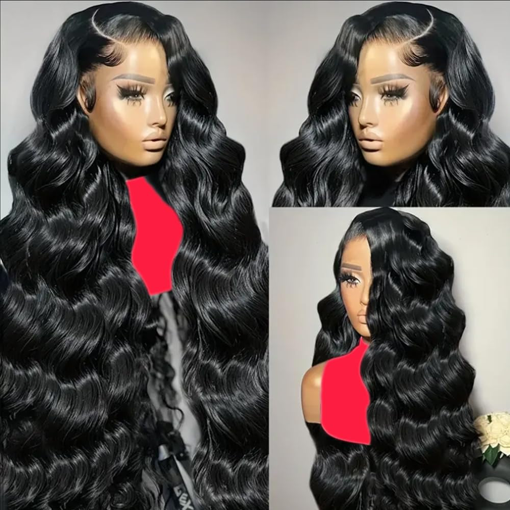 28 Inch 13X6 Lace Front Wigs Pre Plucked Body Wave HD Lace Front Wigs 180% Density Frontal Glueless Wigs with Baby Hair