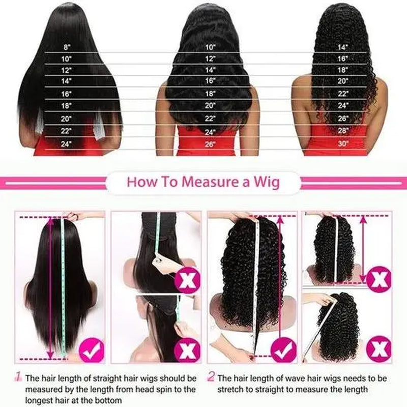 honey blonde deep wave lace front wig length measurement guide for straight and wave hair styles