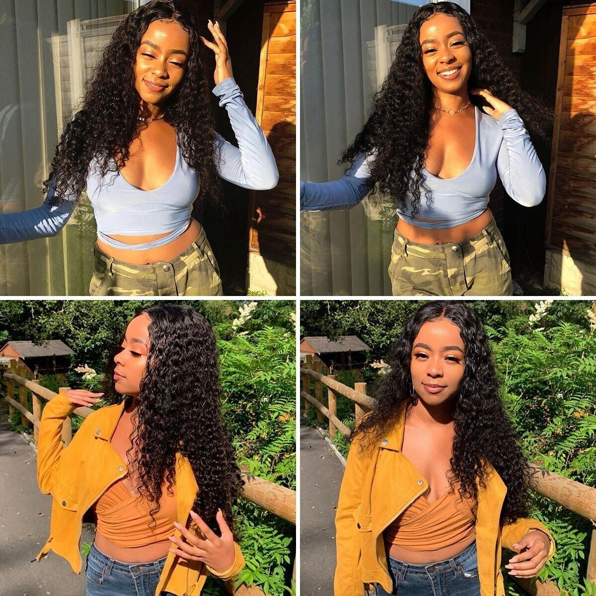 black long wavy lace front wig with soft full waves