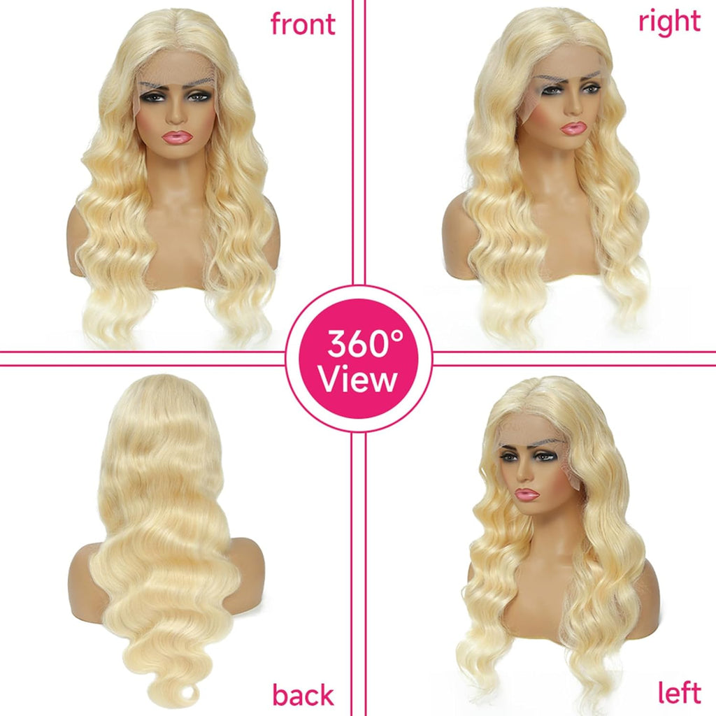 613 Lace Front Wig Blonde Wig Human Hair 13X6 HD Transparent Lace, 180 Density Blonde Human Hair Wig Pre Plucked