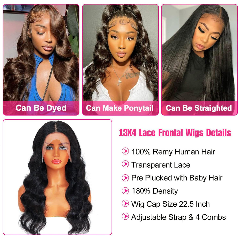 13x6 body wave lace front wig with glueless adjustable cap