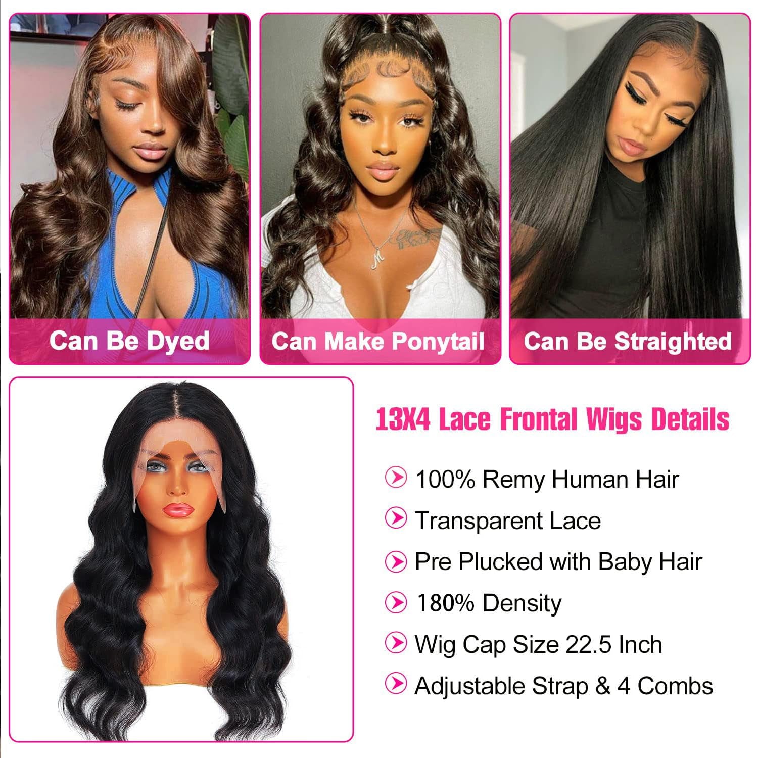 13x6 body wave lace front wig with glueless adjustable cap